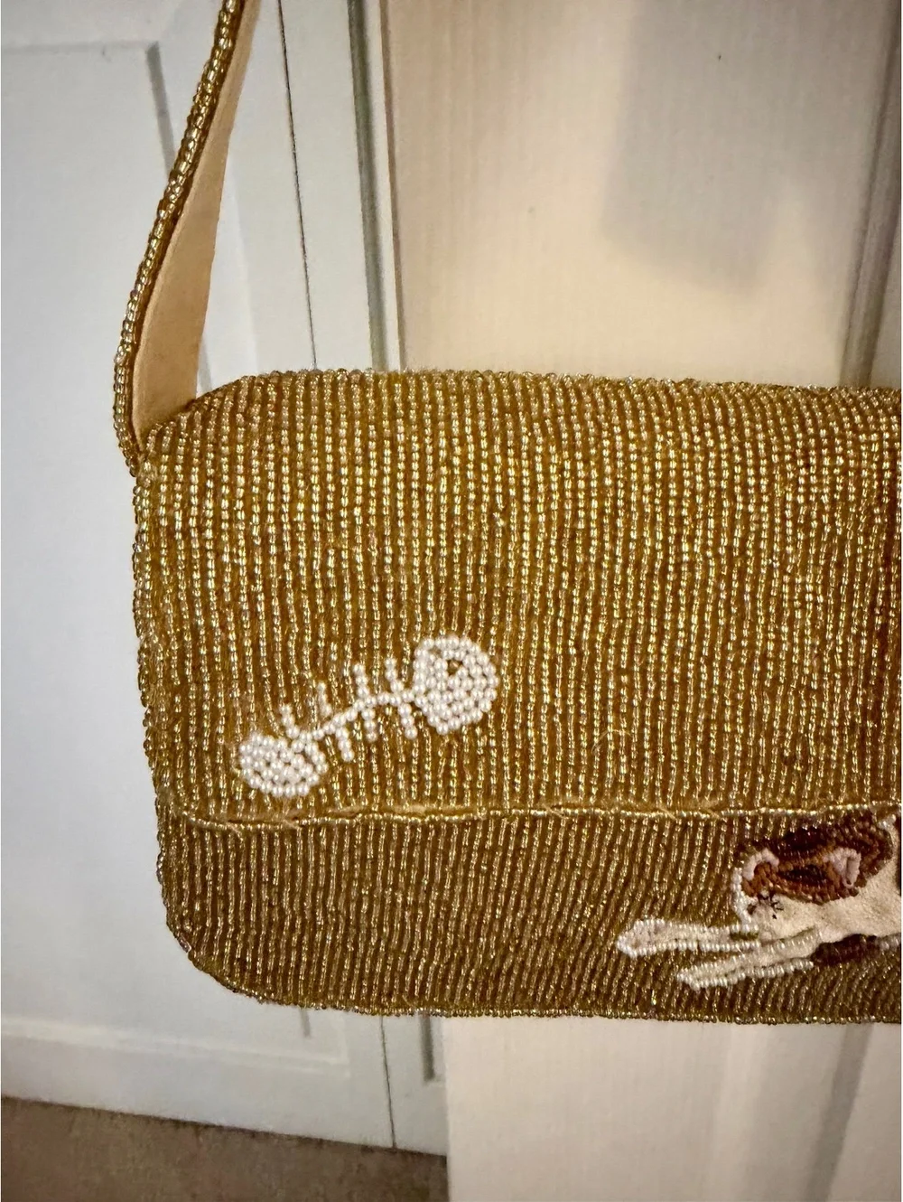 Sol Mer Beaded Cat Design Shoulder Bag Purse